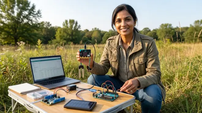 How do I choose between micro:bit and Arduino for environmental monitoring?