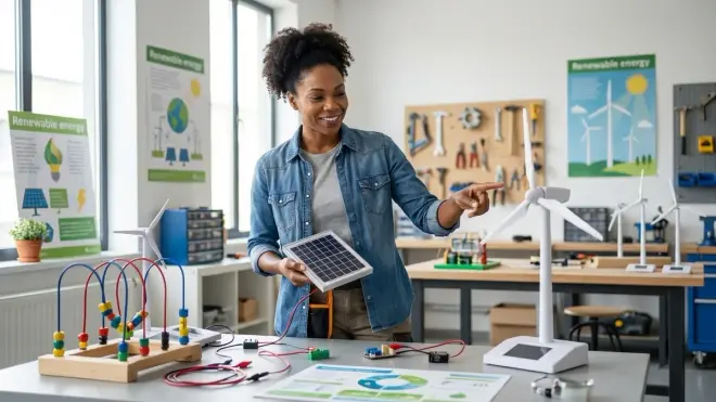 Which energy projects teach skills used in actual renewable energy careers?