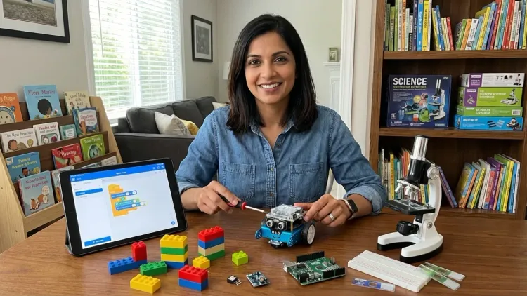 What equipment do I actually need at home to support these STEM skill milestones effectively?