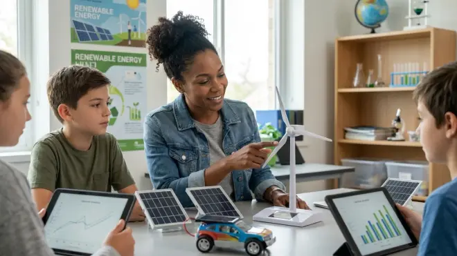 How do renewable energy projects prepare kids for real STEM careers?